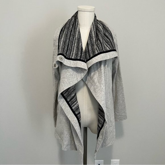 Lululemon Savasana Wrap Sweater Coal Strata Stripe - Picture 12 of 16